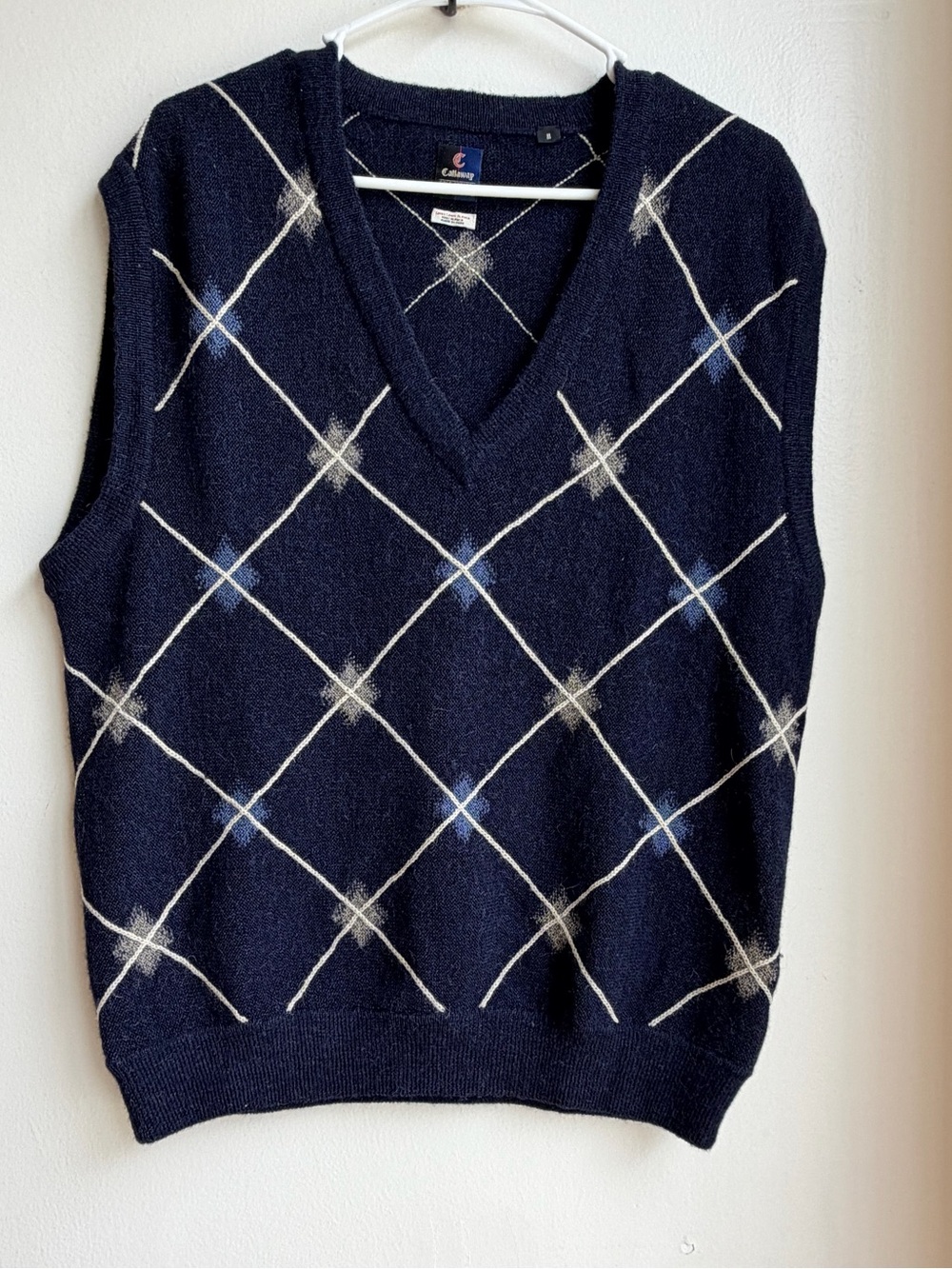 Vintage Callaway Nordstrom Alpaca Argyle Sweater Vest Navy Blue Men’s